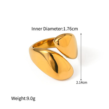 18k gold trendy personalized asymmetric design open ring - QH Clothing