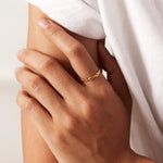 18K Gold Dual Twisted Line Ring - QH Clothing