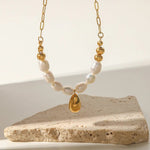 18K Gold Elegant Freshwater Pearl Necklace - QH Clothing
