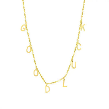 18K Gold "GOOD LUCK" Pendant Necklace - QH Clothing