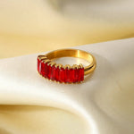 18K Gold Half Circle Rectangular Zircon Ring - QH Clothing