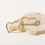 18K Gold Heart Zirconia Earrings - QH Clothing