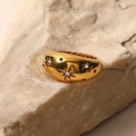 18K Gold Inlaid Star Ring - QH Clothing