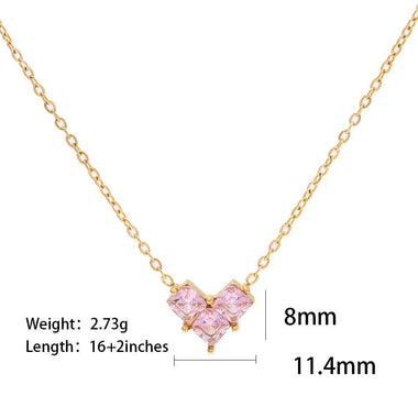 18K Gold Love Zircon Inlay Pendant Necklace - QH Clothing