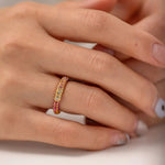 18K Gold Multi-Coloured Inlaid Ring - QH Clothing
