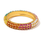 18K Gold Multi-Coloured Inlaid Ring - QH Clothing