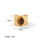 18K Gold Natural Tiger Eye Ring - QH Clothing