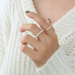 18K Gold Pearl Chain Adjustable Ring - QH Clothing