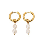 18K Gold Pearl Drop Double Earrings - QH Clothing