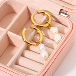 18K Gold Pearl Drop Double Earrings - QH Clothing