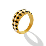 18K Gold Rhombus Checkerboard Ring - QH Clothing