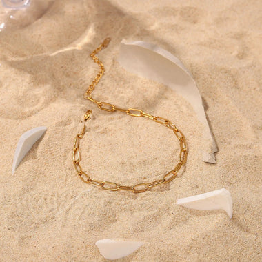 18K Gold Simple Style Paperclip Chain Anklet - QH Clothing
