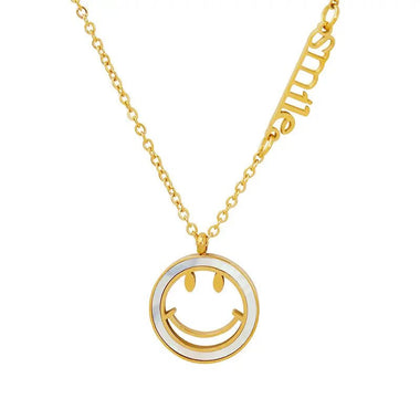 18K Gold Smiley Face Pendant Necklace - QH Clothing