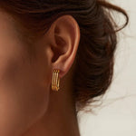 18K Gold Three-Layer U-Shaped Open Earrings - QH Clothing