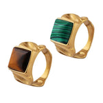 18K Gold Tiger Eye Stone Ring - QH Clothing