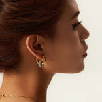 18K Gold Zircon Hoop Drop Earrings - QH Clothing
