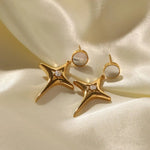 18K Gold Zircon Star Shell Earrings - QH Clothing