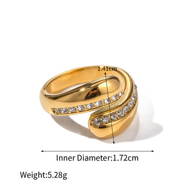 18K gold noble and simple drop-shaped zircon design versatile ring - QH Clothing