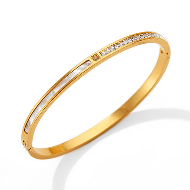 18K gold exquisite and fashionable square diamond design light luxury style bracelet - QH Clothing