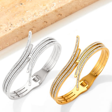 18K gold trendy and creative irregular-shaped diamond design bracelet - QH Clothing