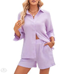 3/4 Sleeve Cotton Shirt Shorts Suit - QH Clothing
