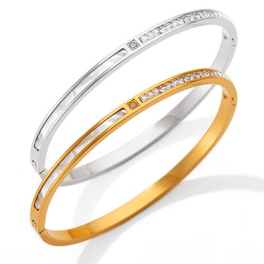18K gold exquisite and fashionable square diamond design light luxury style bracelet - QH Clothing