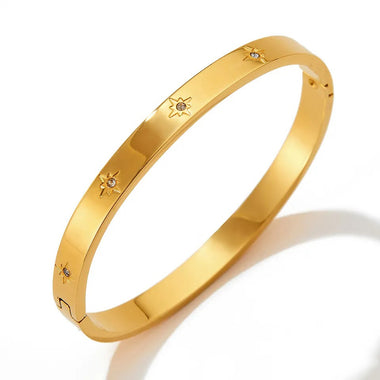 18K gold retro fashionable zircon design versatile bracelet - QH Clothing