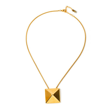 18K Gold Classic Fashion Square Rivet Design Pendant Necklace - QH Clothing