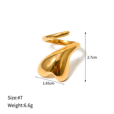 18k gold exaggerated personalized love wrap design open ring - QH Clothing