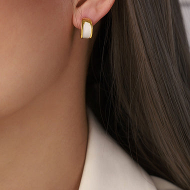 18K gold retro luxury crescent-shaped design versatile earrings - QH Clothing