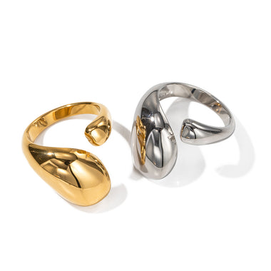 18K gold fashionable and simple drop-shaped design ring - QH Clothing