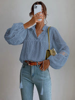 Autumn New Polka Dot Chiffon Lace Stitching Loose Office Women Shirt - Quality Home Clothing| Beauty