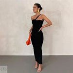 Autumn Winter Women Sexy Oblique Shoulder Backless Slim Fit Hip Wrapped Elegant Dress - Quality Home Clothing| Beauty