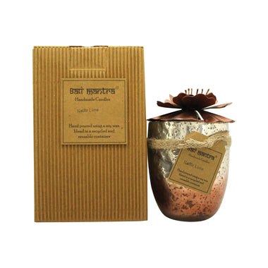 Bali Mantra Hibiscus Glass Copper Candle 500g - Kaffir Lime - Quality Home Clothing| Beauty