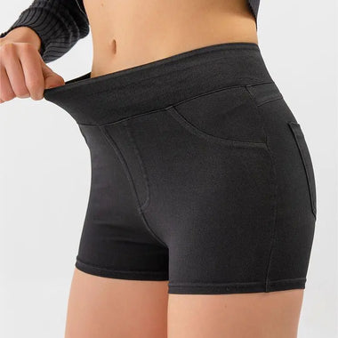Denim Yoga Shorts Women's High Waist Slimming Hip Raise Stretch Workout Pants Running Sports Outerwear Casual Shorts - Quality Home Clothing| Beauty