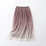 Elegant Graceful Gradient Color Pleated Skirt Spring Summer Light Luxury High Waist A line Skirt - Quality Home Clothing| Beauty