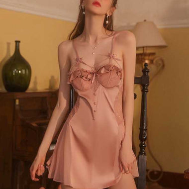 ​Elegant Lace Suspender Pajama Set -  QH Clothing