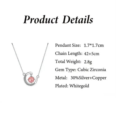 Elegant Lunar Diamond Pendant Necklace in Gift Box -  QH Clothing