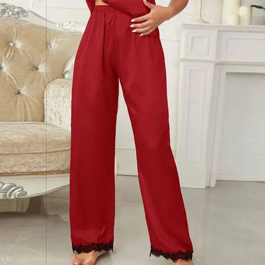 Elegant Satin Lace Pajama Trousers - QH Clothing