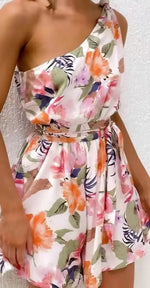 Spring Summer Women Floral Print round Neck Backless Tiered Dress - Quality Home Clothing| Beauty