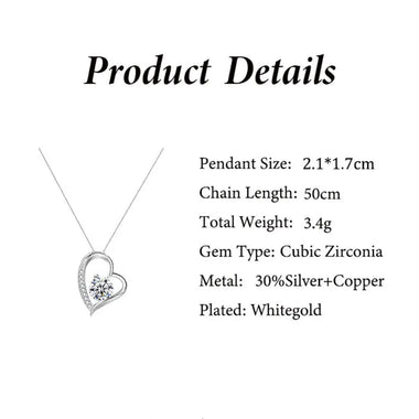 Heart's Desire Diamond Zircon Pendant Necklace: A Precious Gift for Your Beloved Daughter -  QH Clothing