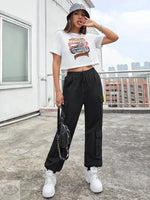 High Street Hip Hop Women Pants Trendy Trousers Multi Pocket Street Overalls Loose Straight Leg Ankle Banded Pants - Quality Home Clothing| Beauty