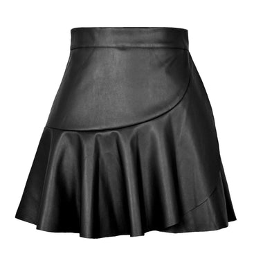 High Waist Ruffles Irregular Asymmetric Leather Skirt Skirt Sexy Sexy Faux Leather Skirt Women Clothing - Quality Home Clothing| Beauty