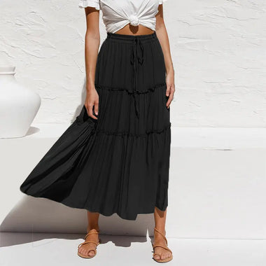 High Waist Slimming Cotton Linen Skirt Spring Summer Solid Color Simple Pleated Irregular Asymmetric Skirt - Quality Home Clothing| Beauty