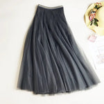 High Waist Slimming Expansion Skirt Long Skirt Mesh A- line  Korean Mid-Length Skirt Skirt - Quality Home Clothing| Beauty