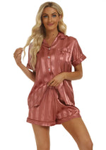 Jacquard Satin Homewear Pajamas Women's Suit Short Sleeve Shorts - Quality Home Clothing| Beauty