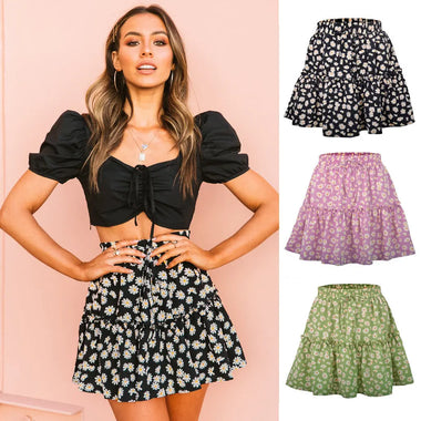 Ladies Floral Skirt Little Daisy Printed Pleated Skirt for Women - Quality Home Clothing| Beauty