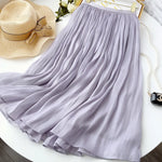 Mercerized Skirt Women Slim Fit Slimming Mid Length A line Skirt Embellished Elegant Summer Organza Skirt - Quality Home Clothing| Beauty