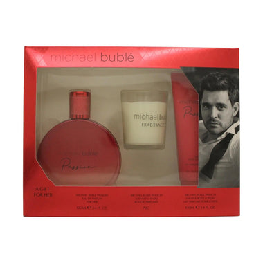 Michael Buble Passion Gift Set 100ml EDP + 100ml Body Lotion + Candle - Quality Home Clothing| Beauty