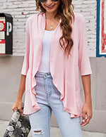 Women Clothing Autumn Solid Color Cardigan  3/4 Sleeve Ruffle Top - Quality Home Clothing| Beauty